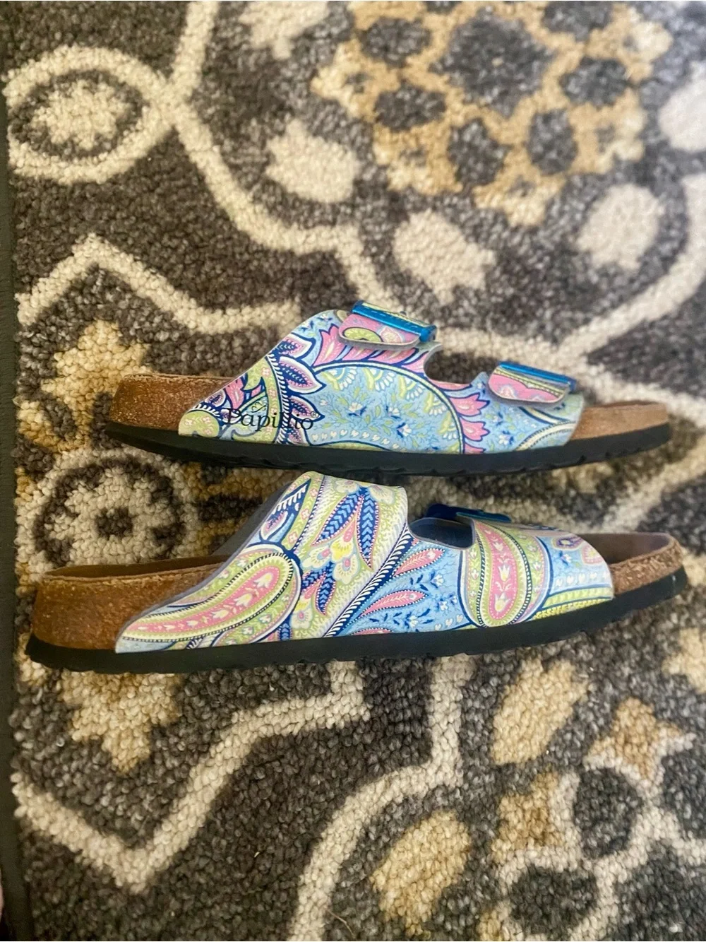 Birkenstock Papillio Arizona Sandals Paisley Blue Pink Size 41 US 8